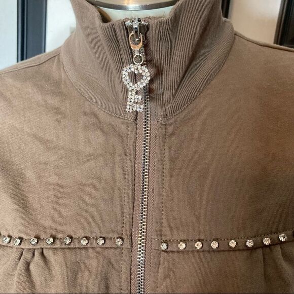 Y2K Twisted Heart Cotton Key Zip-Up Hoodie Rhinestones Bling‎ Crystals Small - Picture 5 of 7